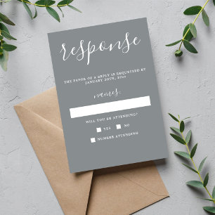 True Simplicity Stone Grey Minimalist Wedding RSVP Card