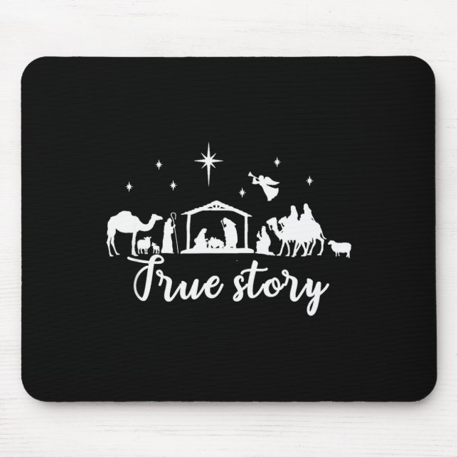 True Story Christmas Gift Religious Nativity Scene Mouse Pad (Front)