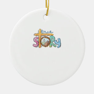 True Story Cross Jesus Easter Day Christians He is Ceramic Tree Decoration