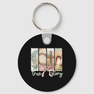 True Story He Is Risen Retro Christian Easter Coqu Key Ring