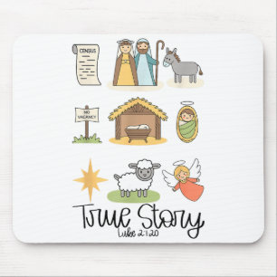 True Story Jesus Nativity Christian Christmas  Mouse Pad