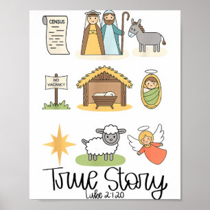 True Story Jesus Nativity Christian Christmas  Poster