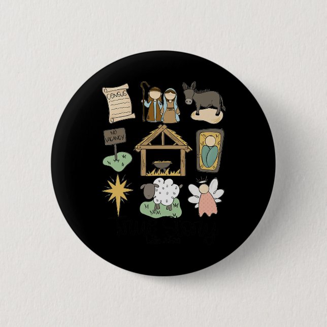 True Story Luke Jesus Nativity Religious Christian 6 Cm Round Badge (Front)