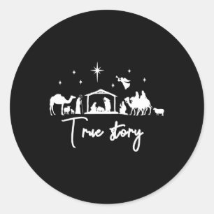 True story nativity christmas baby classic round sticker