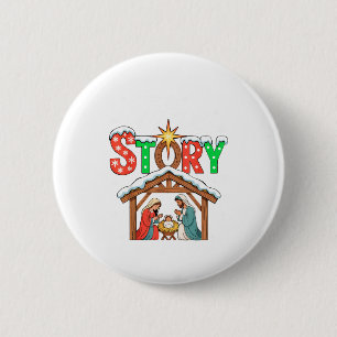 True Story Nativity Christmas Baby Jesus Religious 6 Cm Round Badge