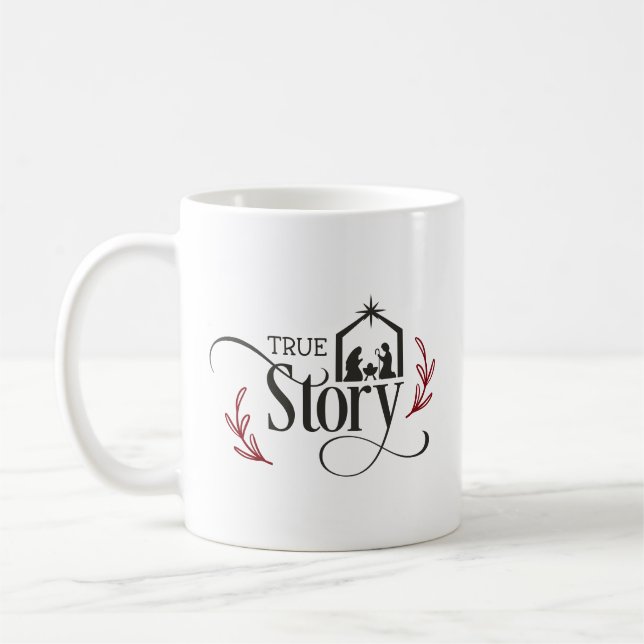 True Story Nativity Christmas Coffee Mug (Left)