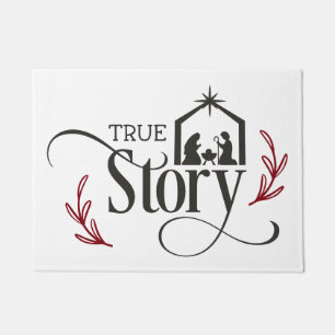 True Story Nativity Christmas Doormat