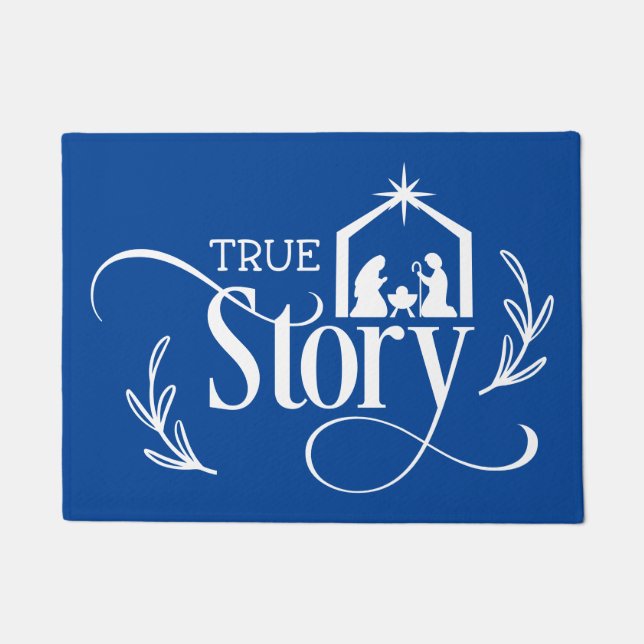 True Story Nativity Christmas Doormat (Front)