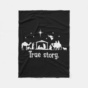 True Story Nativity Manger Christmas Baby Jesus Ki Fleece Blanket