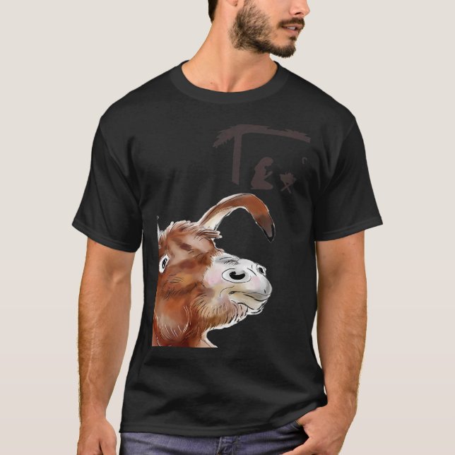 True Story Nativity Scene Merry Christmas Donkey T-Shirt (Front)