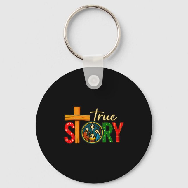 True Story Of Jesus Birth Christmas Nativity Chris Key Ring (Front)