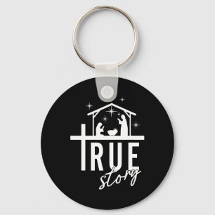 True Story Of Jesus Birth Christmas Nativity Scene Key Ring