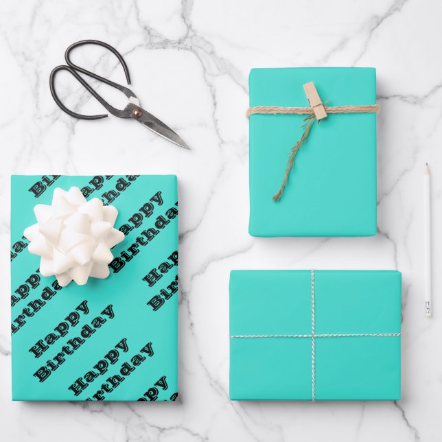 True Turquoise Blue Green Southwestern Solid Colou Wrapping Paper Sheet (Front)