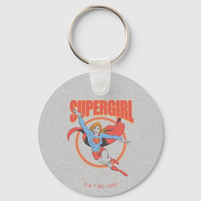 True Vintage Supergirl Flying Graphic Key Ring (Front)