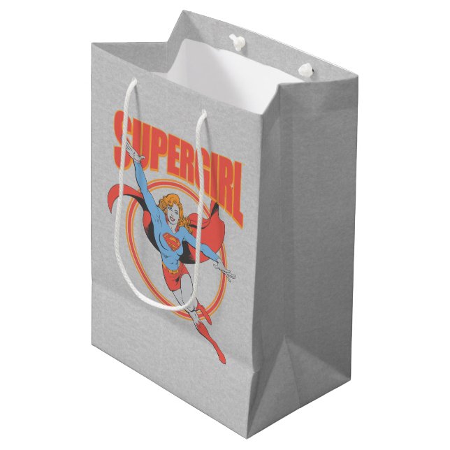 True Vintage Supergirl Flying Graphic Medium Gift Bag (Front Angled)