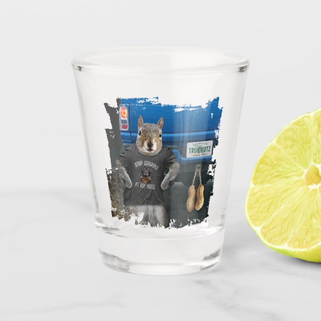 Truk Nutz - funny squirrel truck nuts Shot Glass (Front)