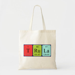 Trula periodic table name tote bag