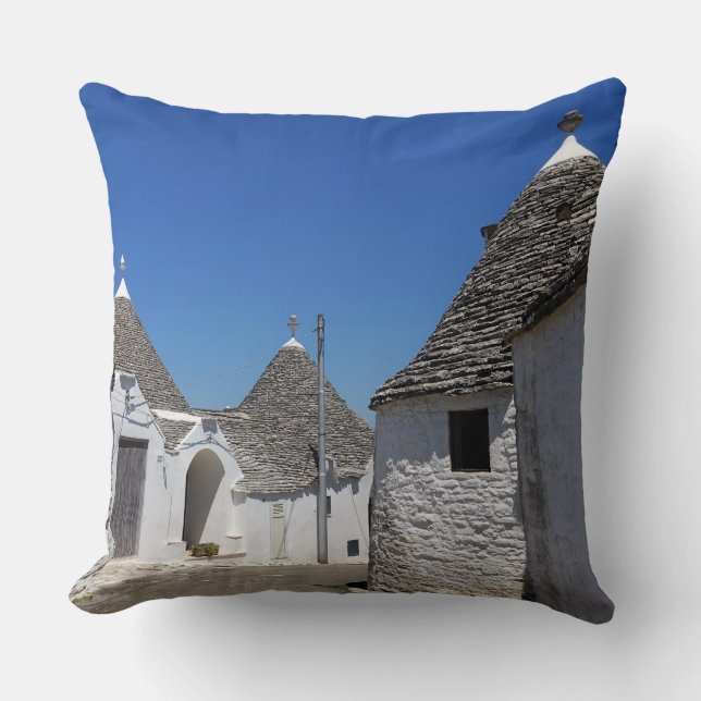 Trulli houses in Alberobello, Puglia throw pillow (Front)
