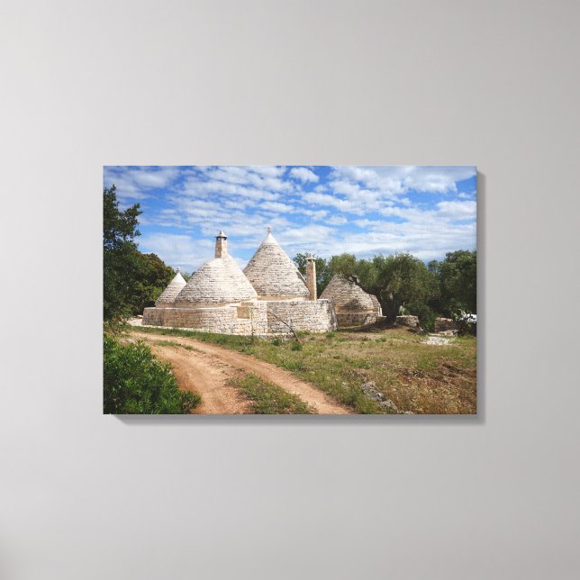 Trulli houses in Puglia/Apulia Canvas Print (Front)