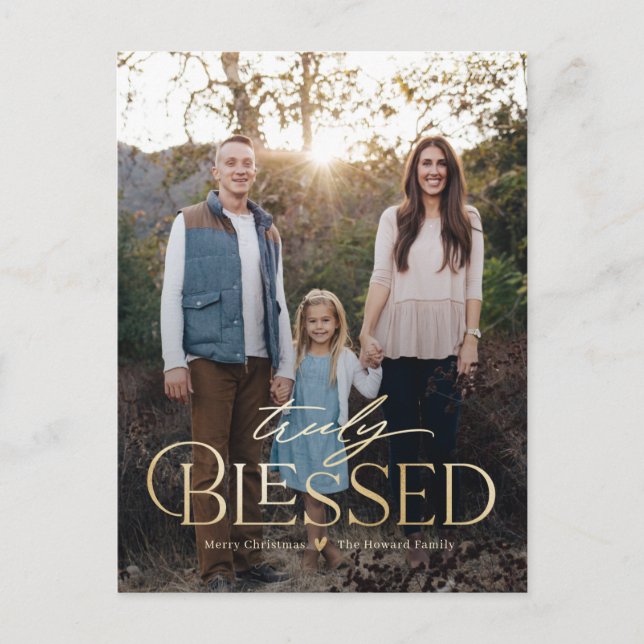 Truly Blessed Holiday Photo Card Postcard (Front)