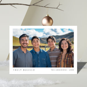 Truly Blessed Religious Christmas Rejoice Photo Holiday Card