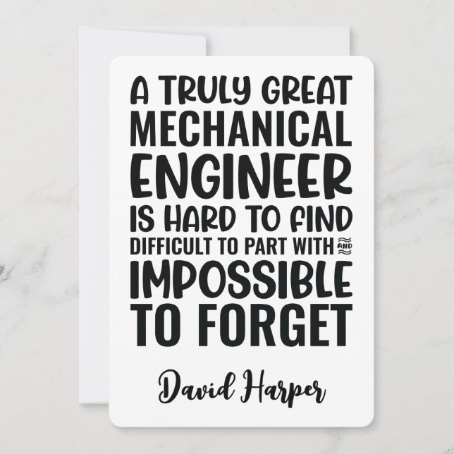 Truly Great Mechanical Engineer Appreciation Invitation (Front)