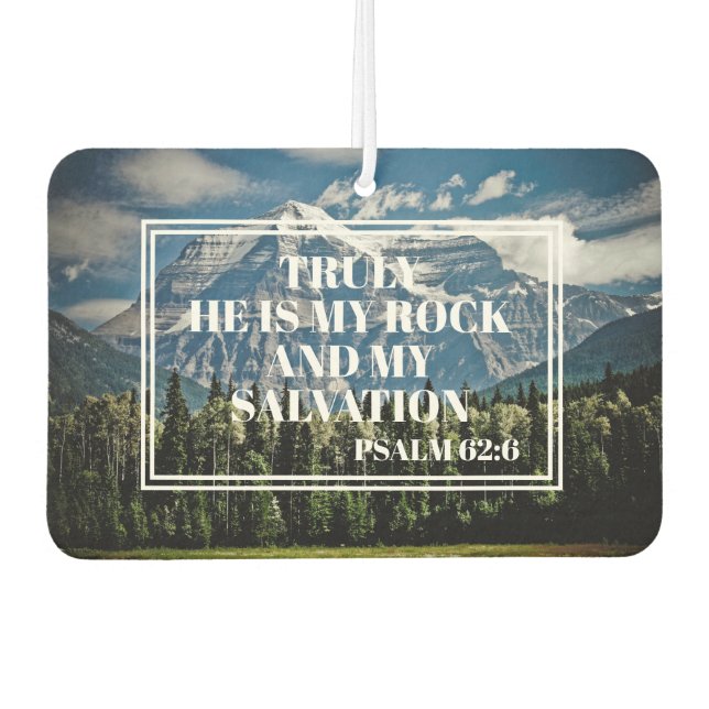 Truly He My Rock Christian Bible Verse Mountain Car Air Freshener (Front)