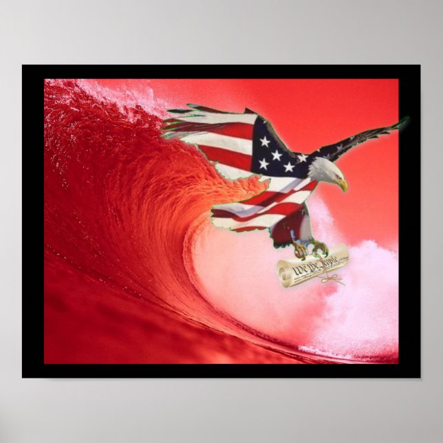 Trump2020 Red Wave with Constitution Poster (Front)