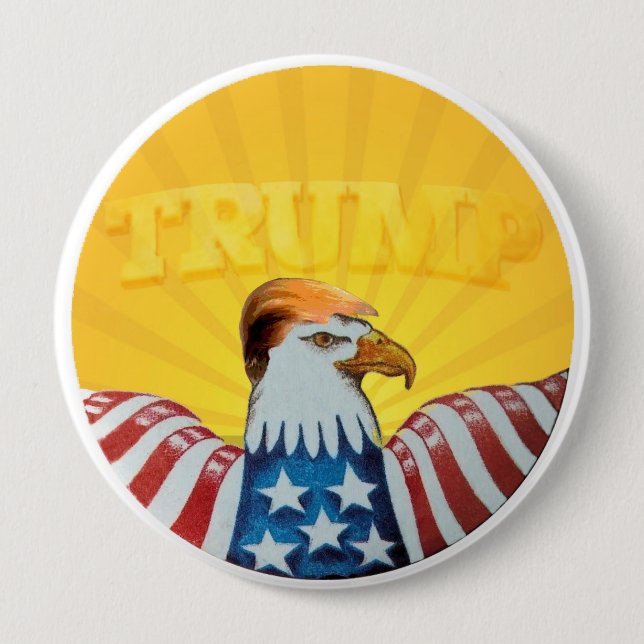 TRUMP! 10 CM ROUND BADGE (Front)