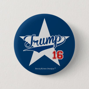 Trump 16 Baseball Script Star (Donald Trump 2016) 6 Cm Round Badge