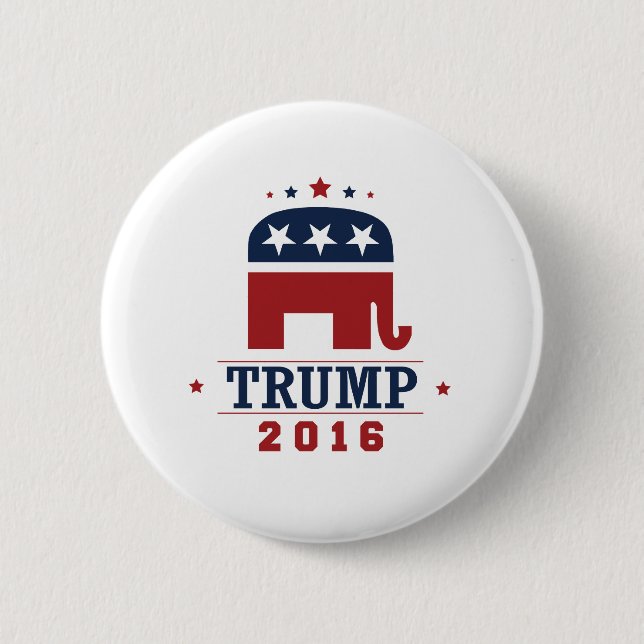 Trump 2016 GOP Elephant Design 6 Cm Round Badge (Front)