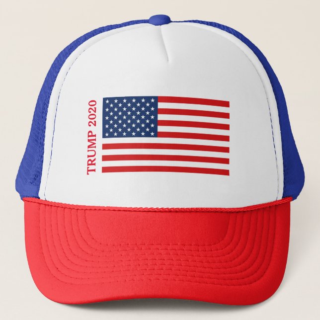 TRUMP 2020  American Flag Trucker Hat (Front)