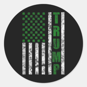Trump 2020 American Flag Vintage St. Patricks Day Classic Round Sticker