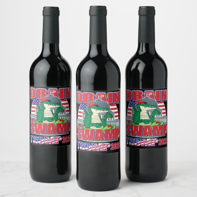 Trump 2020 - Drain The Swamp Wine Label (Bottles)