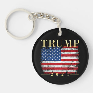 Trump 2020 Elegant Gold Vintage Flag Key Ring
