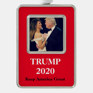 Trump 2020 Keep America Great Silver Plated Framed Ornament