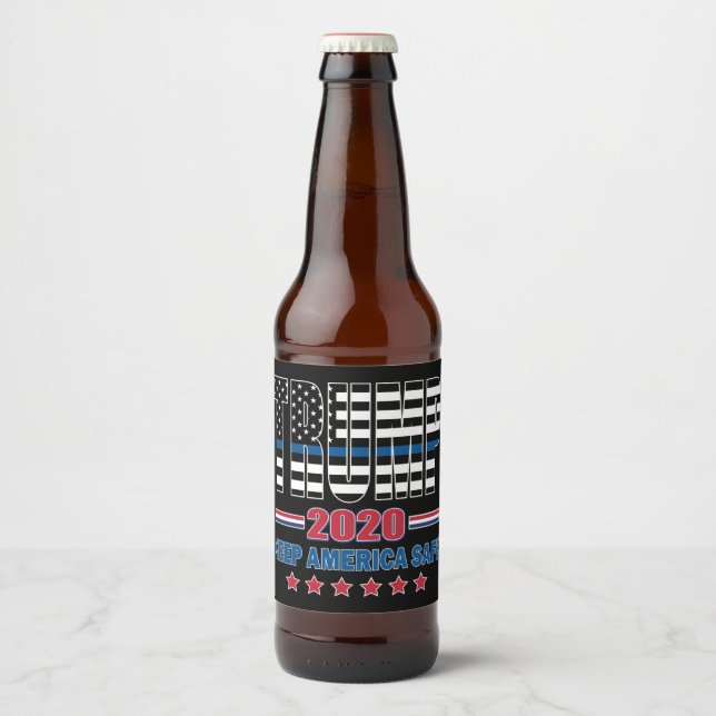 Trump 2020 Keep America Safe Beer Bottle Label (Front)