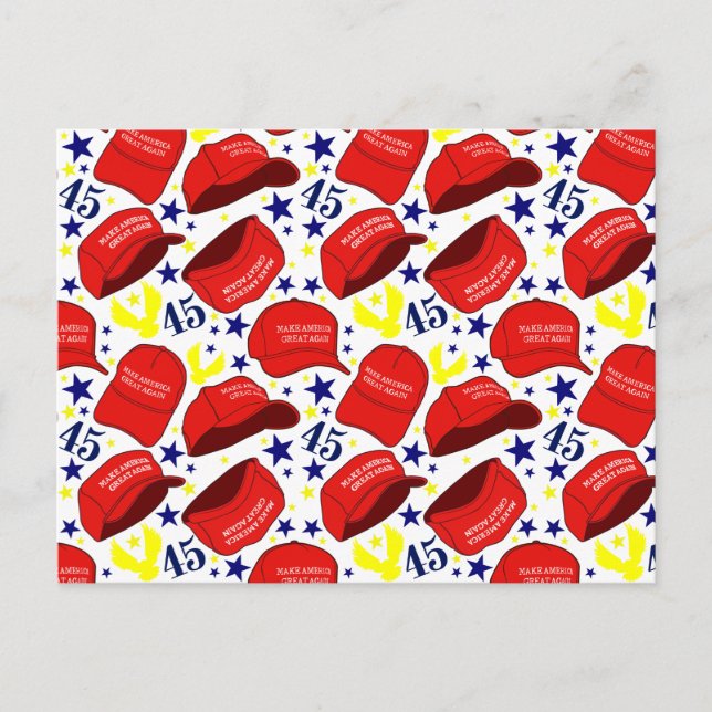Trump 2020 MAGA Hat Pattern - White - Postcard (Front)