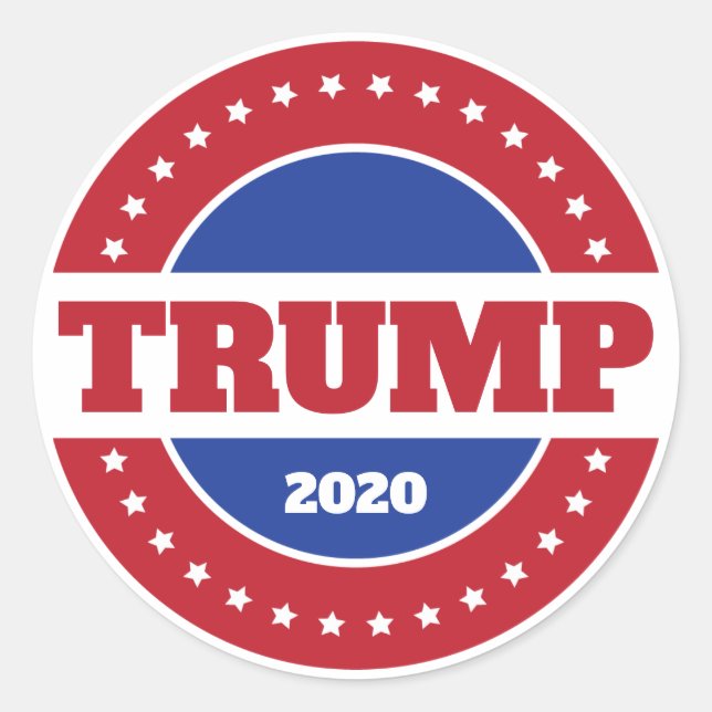 Trump 2020 Red White & Blue Classic Round Sticker (Front)