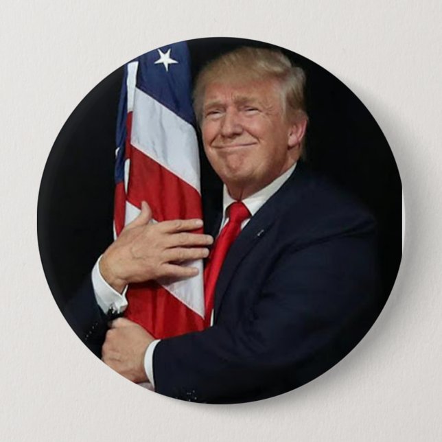 Trump 2020 Trump Hugging The Flag 10 Cm Round Badge (Front)