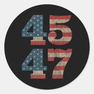 Trump 2024 45 47 Vintage American Flag Retro 4547 Classic Round Sticker