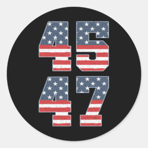 Trump 2024 45 47 Vintage American Flag Retro 4547 Classic Round Sticker