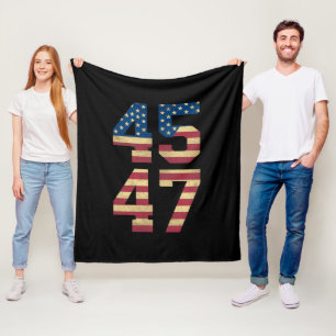 Trump 2024 45 47 Vintage American Flag Retro 4547 Fleece Blanket