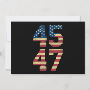 Trump 2024 45 47 Vintage American Flag Retro 4547  Invitation