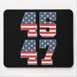 Trump 2024 45 47 Vintage American Flag Retro 4547  Mouse Pad