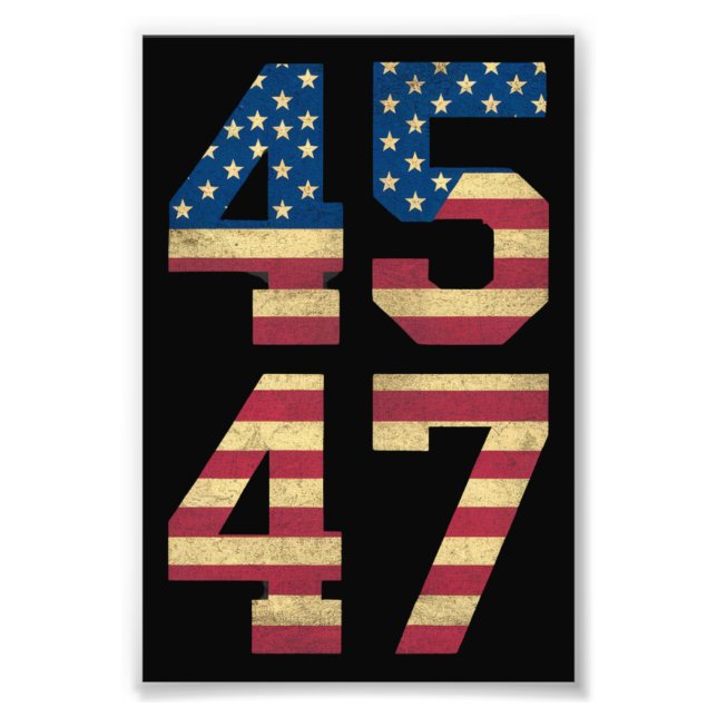 Trump 2024 45 47 Vintage American Flag Retro 4547  Photo Print (Front)