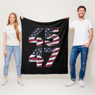 Trump 2024 45 47 Vintage USA Fleece Blanket