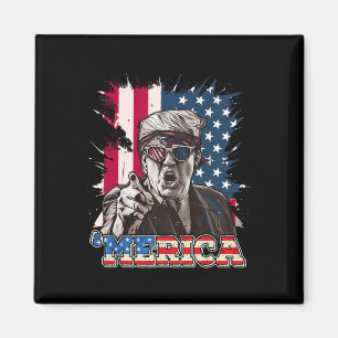 Trump 2024 4th Of July Patriotic American Flag Mer Magnet