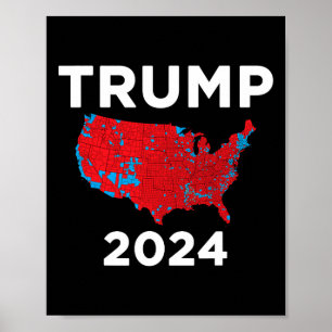 Trump 2024 Accurate Election Results County Map Me Poster