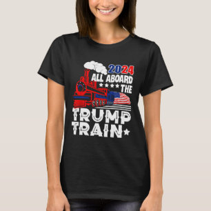 Trump 2024 All Aboard The Trump Train Usa American T-Shirt